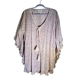 Z&L Soft Leopard Print Kimono Cover Up Boho Chic Layering Piece